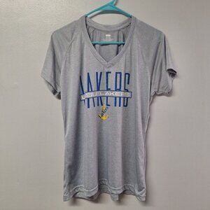 LSSU Lake State Lakers University Superior Michigan Ladies Large Gray Blue‎ V